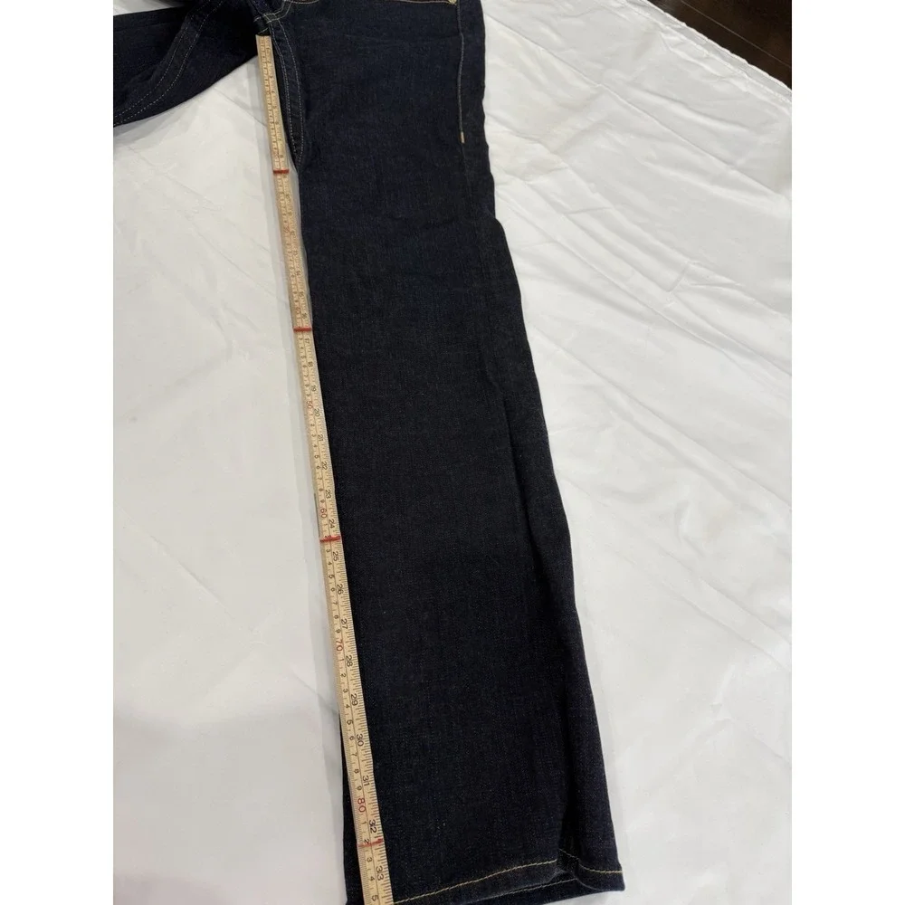 Women's True Religion High-Rise Bootcut Dark Wash Flap Pocket Thick Stitch Sz 32